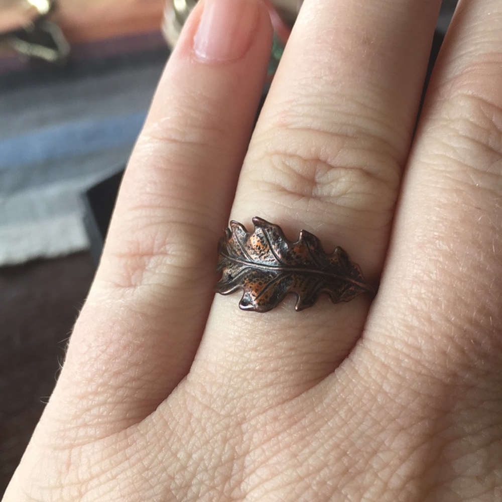 Bronze oak leaf ring